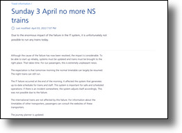 "Sunday 3 April no more NS trains." Source: ns.nl